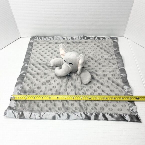 Pro Goleem Elephant Plush Lovey Security Blanket Gray Dot Satin Edge - Picture 3 of 7